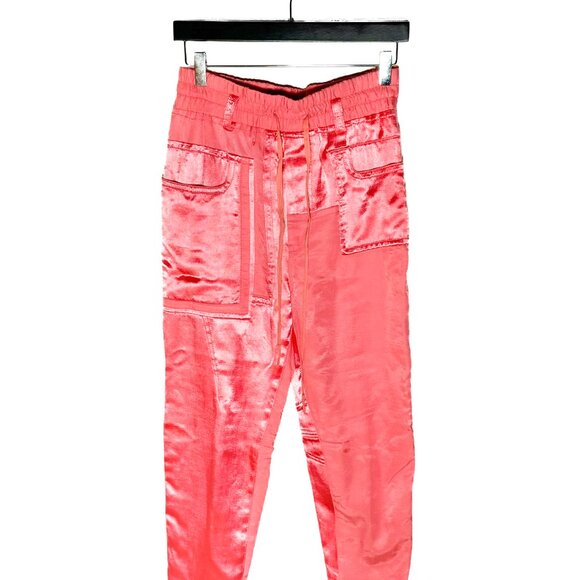 Haider Ackermann Pink Satin Patchwork Cropped Pants - Picture 1 of 9